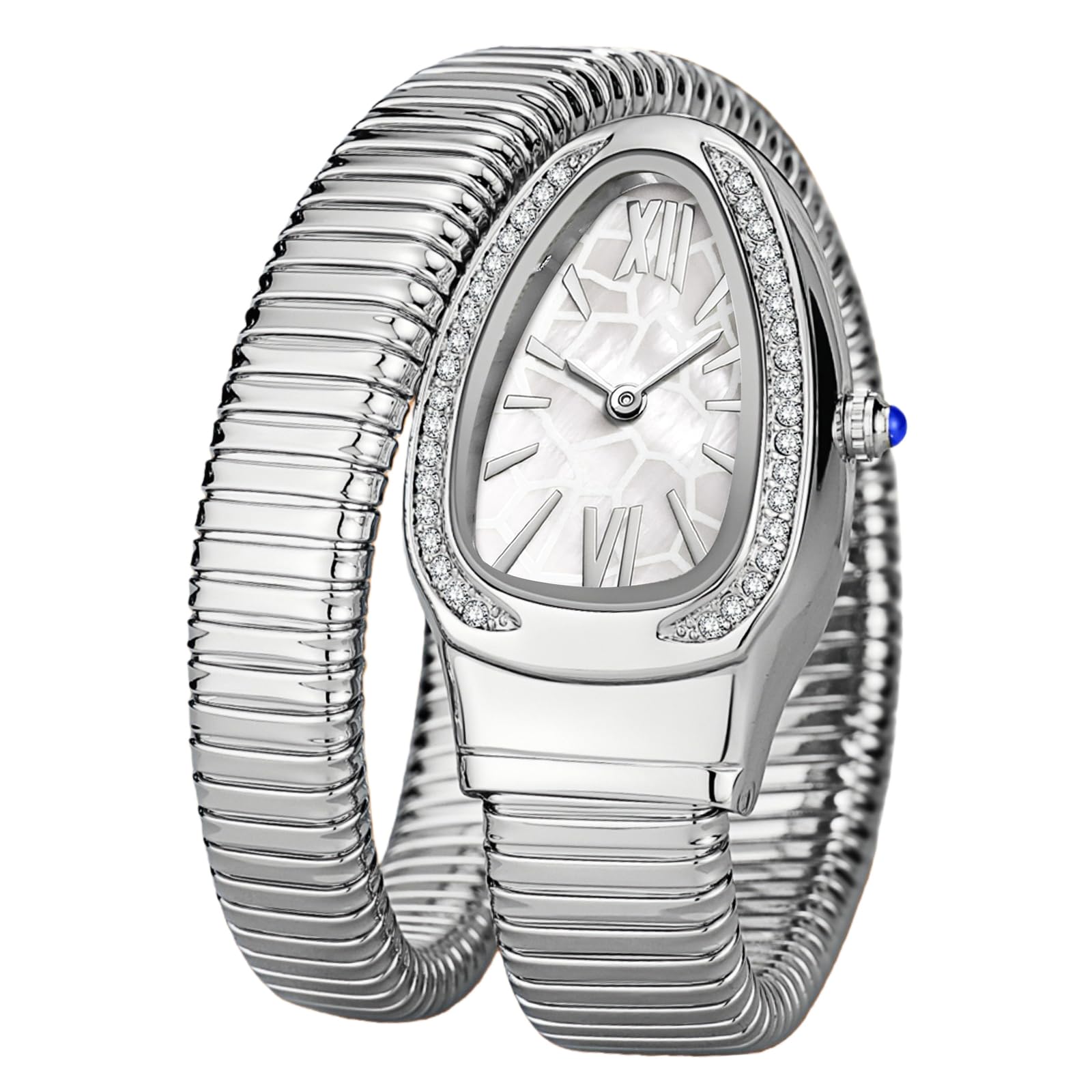 Gosasa Elegante orologio da donna a forma di serpente, design unico, serpente bobina elegante con diamanti e quadrante con numeri romani
