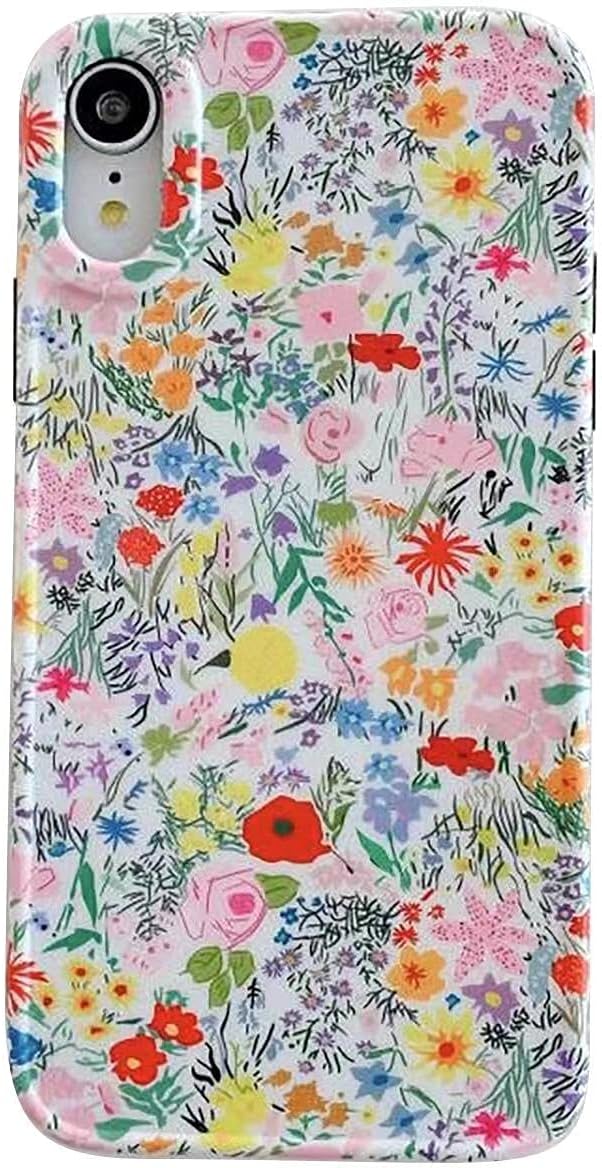 SDUXAPN Flroal Case for iPhone XR Flower Ivory White Artistic Aesthetic Print Design Women Girls Light Cute Trendy Sleek Matte Flexible Stylish Silicone Protective Phone Case Fits for iPhone XR 6.1"