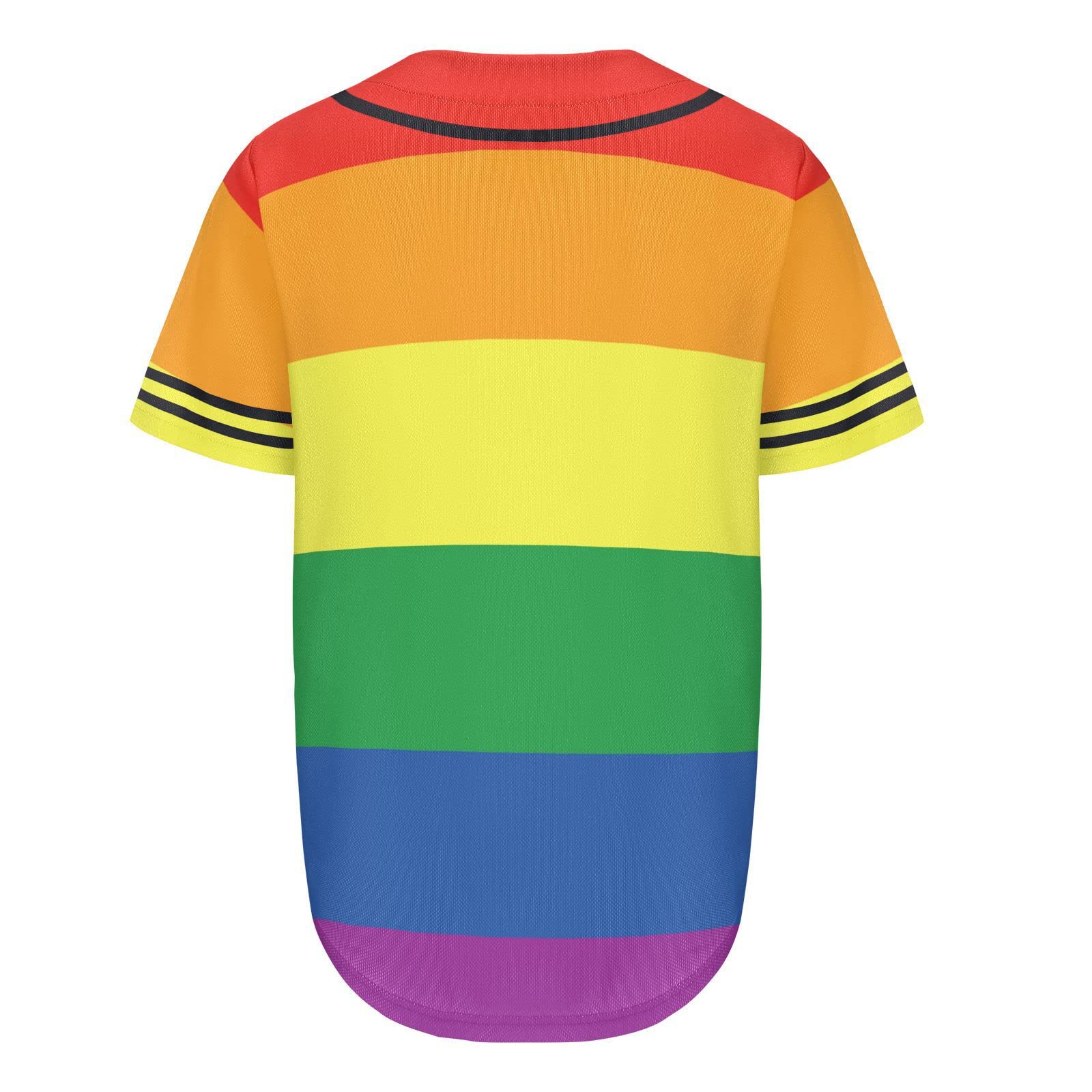 Gay LGBT Rainbow Flags Men's Short Sleeve Baseball Jersey Button Down Shirts Sports Uniform