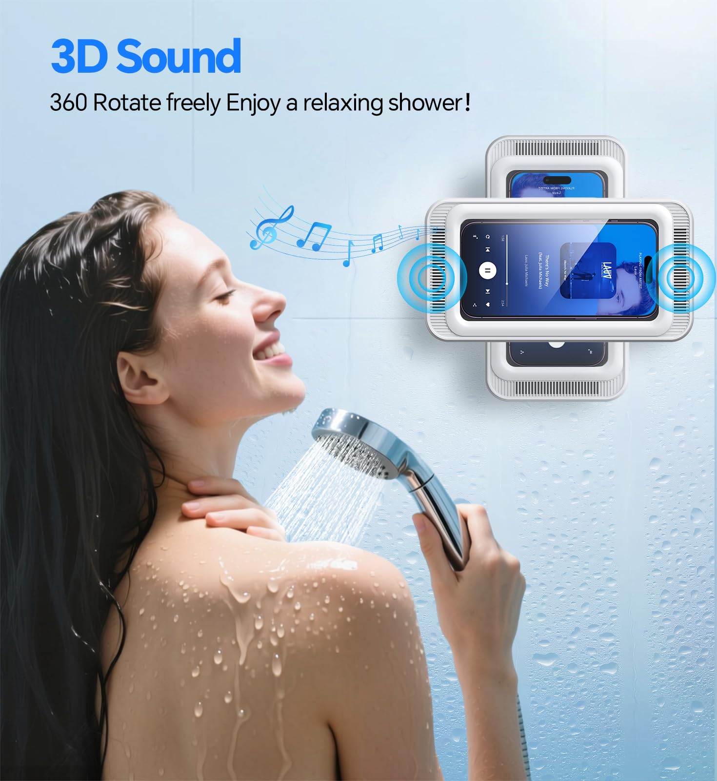 Coolpow Supporto per Telefono da Doccia【Étanche IPX6】Supporto Telefono da Doccia 480° Rotazione, supporto universale per doccia bagno cucina per meno 7" telefono, touch screen ad alta definizione Kit