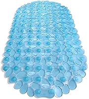 Vista 16 de Pebbles" Alfombra antideslizante para bañera y ducha de 27 x 14 pulgadas, ovalada, no tóxica, segura, limpia, lavable a máquina, agarre y drenaje