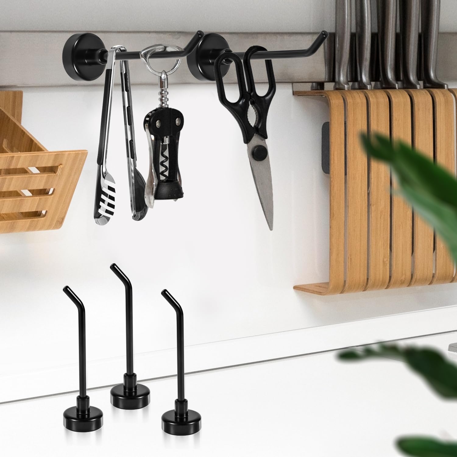 Gosknor 6pcs Large Magnetic Hooks, 2.2lb 2.8 Inch Long Heavy Duty Magnet Hooks Strong Magnetic Cruise Hangers for Cruise Ship Garage Kitchen Refrigerator (Black) - Image 3