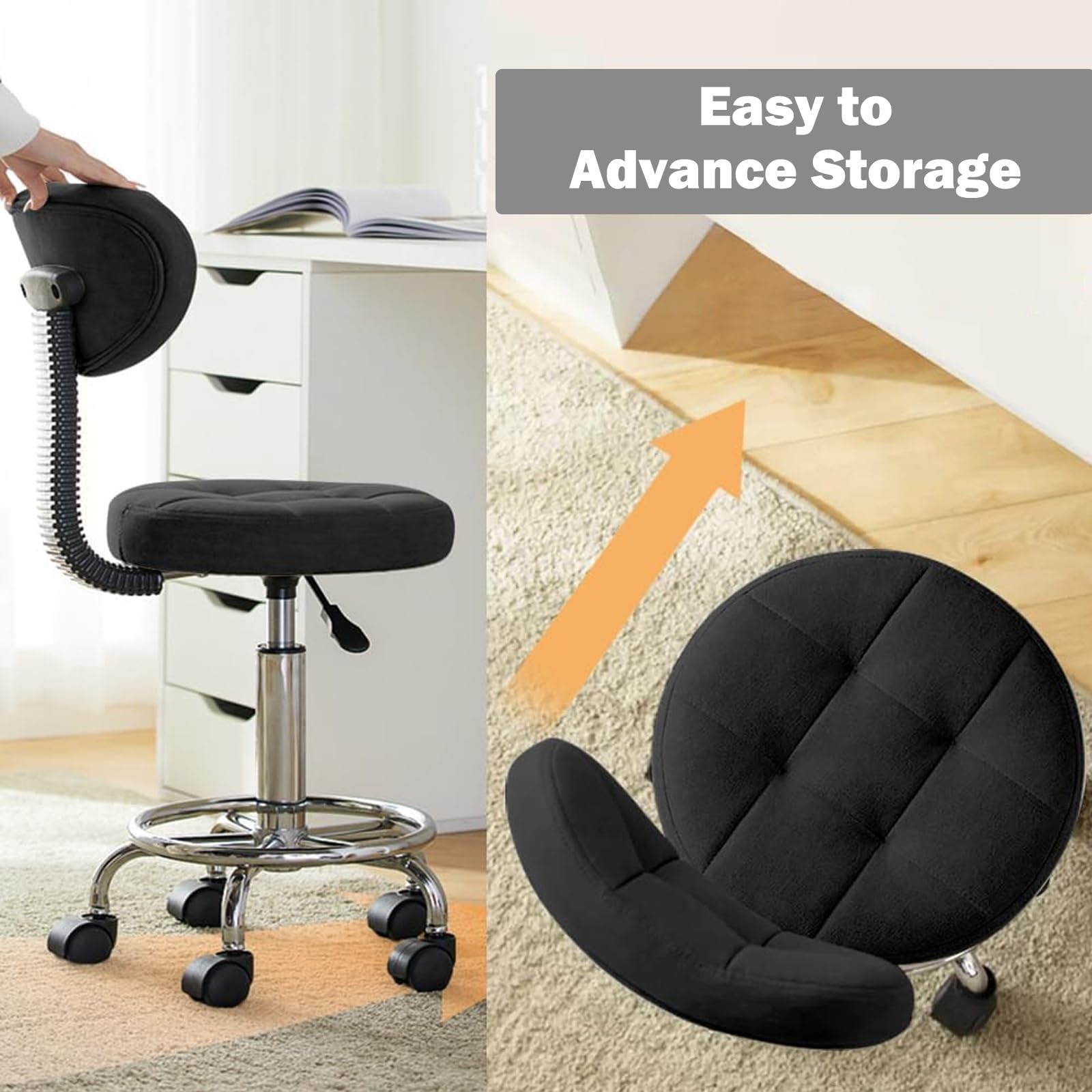 Sgabello da bar – Sedia da disegno ergonomica con supporto posteriore e poggiapiedi, versatile sgabello da ufficio per casa, cucina, bar, negozio (A-nero, 1 pezzo)