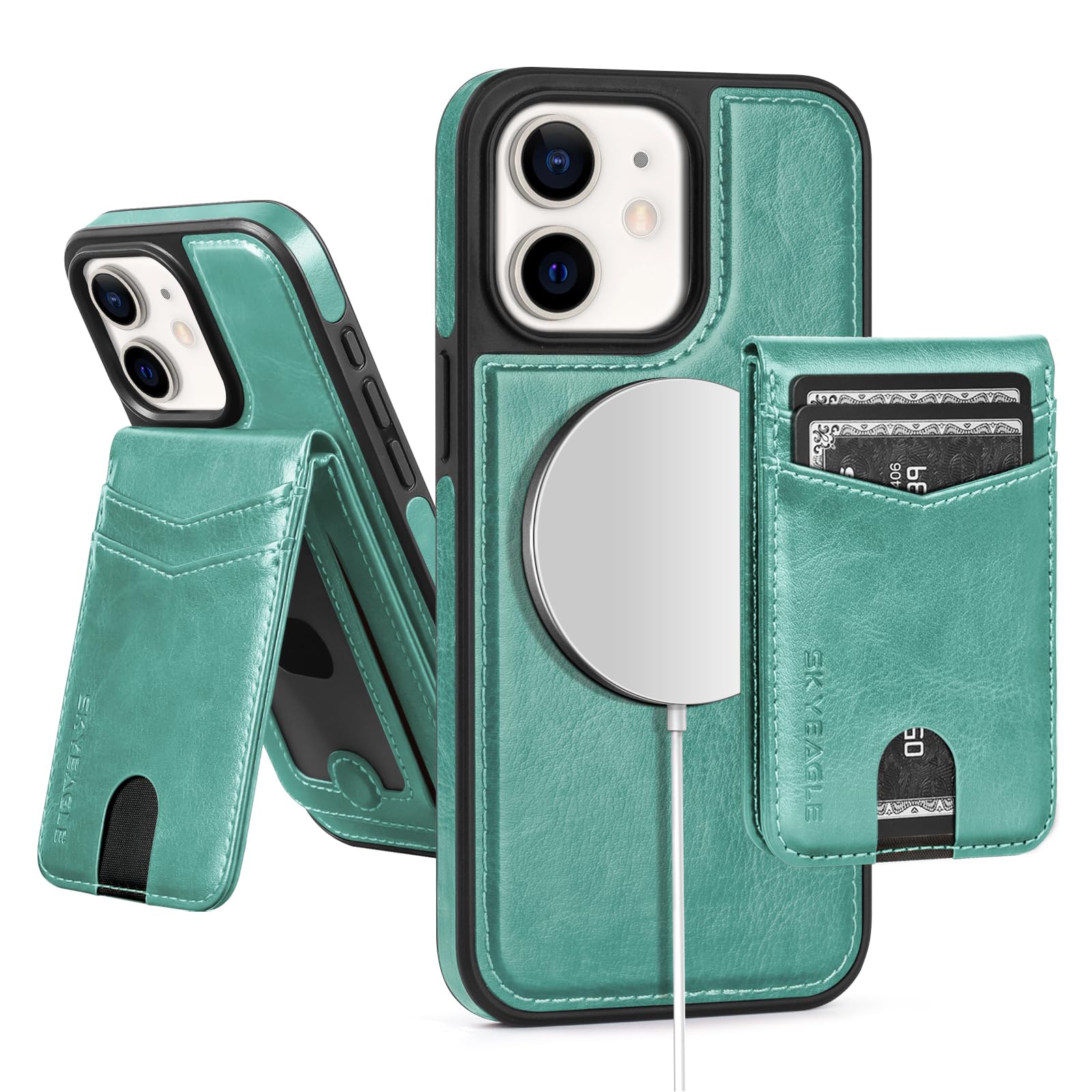 SkyEagle for Compatible Magsafe Magnetic 2 in 1 Detachable iPhone 11 Wallet Case with Card Holder,for Women Men,PU Leather RFID Blocking Flip