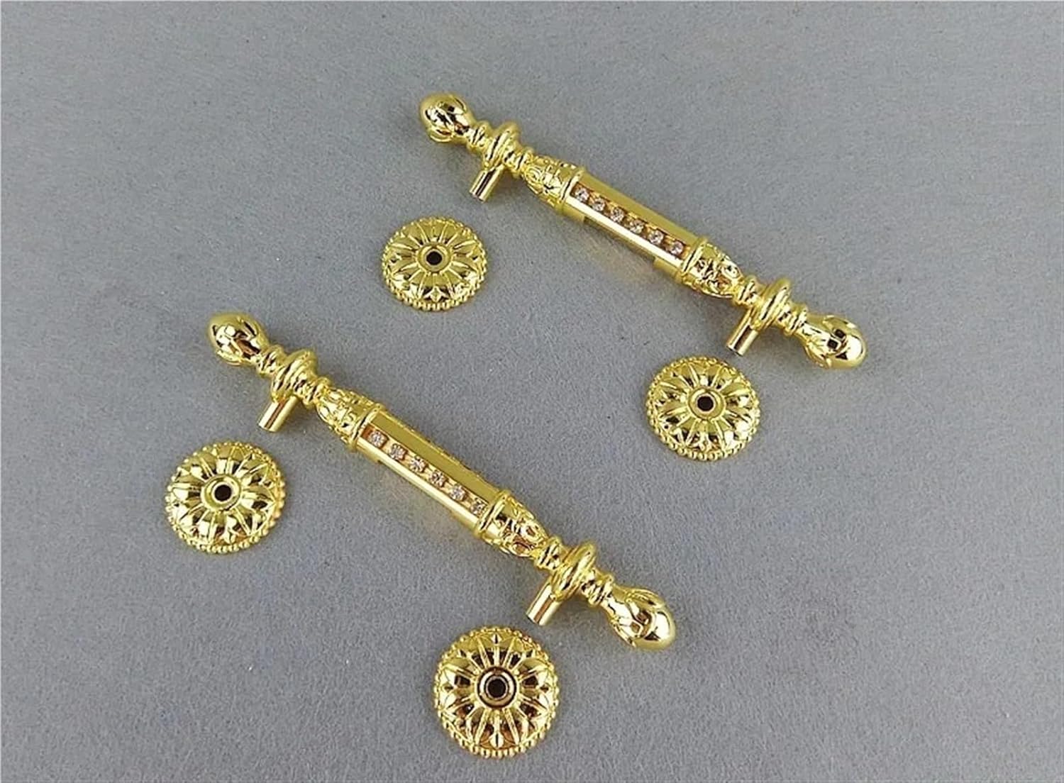 Gold Furniture Handles Crystal Glass Diamond Drawer Wardrobe Kitchen Cabinets Cupboard Dresser Pull Door Handle 2Pcs