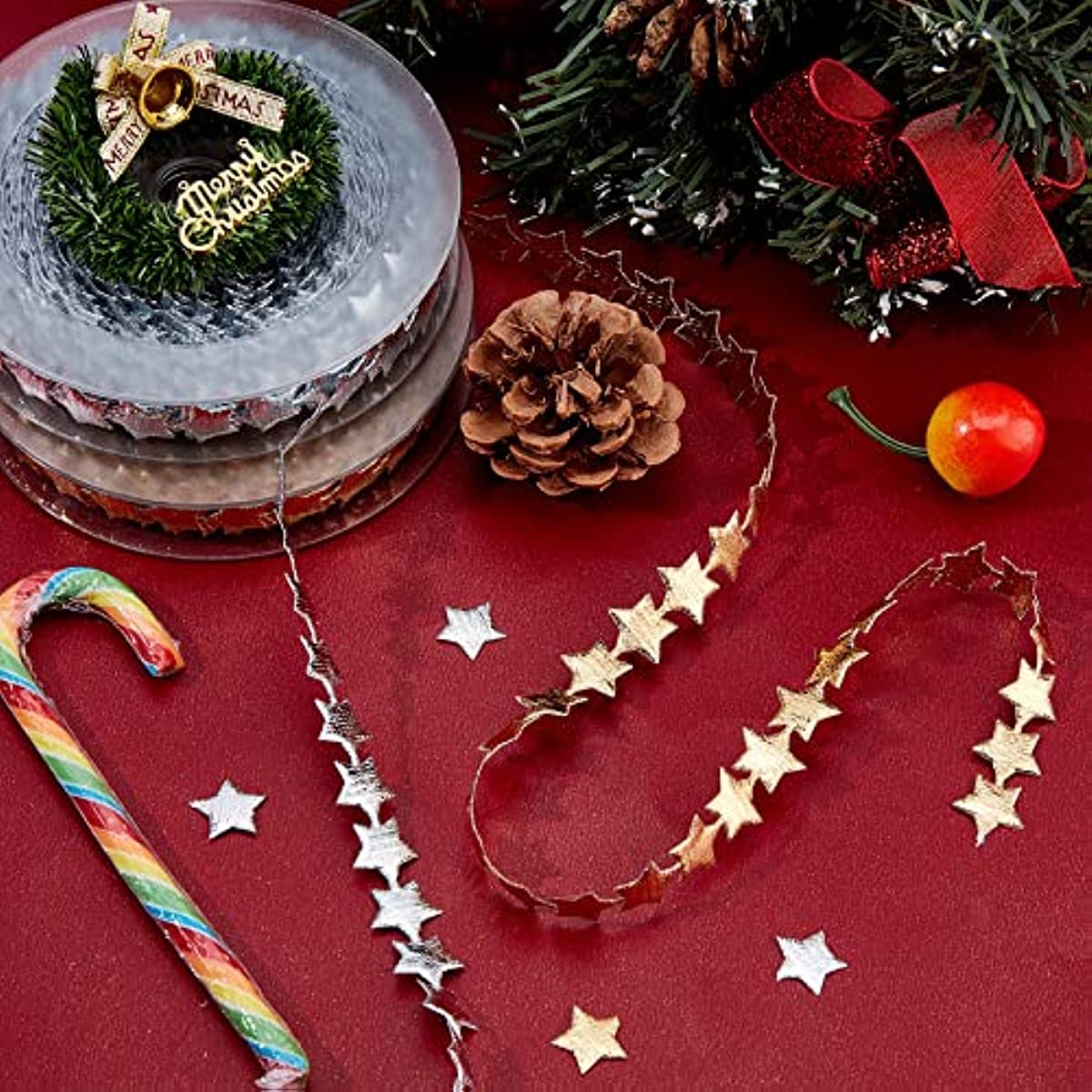 Set aus transparenten Bändern, 15 M Band Aus Glitzerndem Polyester In Spitzenform, Glänzendes DIY-Bastelband for Geschenkverpackungen