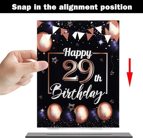 Miniatura 346 de LINGTEER Happy 11th Birthday Decorations, 2Pcs Black&Gold Stand Print Acrylic Table Centerpieces Backdrop Board- Cheers to 11 Years Old Fun Birthday