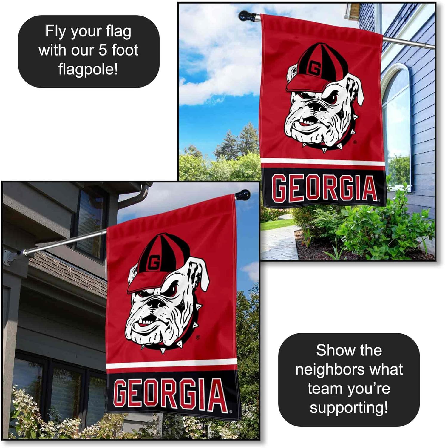 Georgia Bulldogs Wordmark Dog Logo House Flag Banner - Image 3