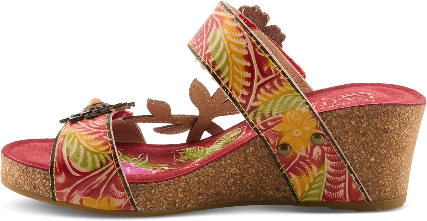 Spring Step L'Artiste MOAI Women Sandals – Hand-Painted Floral Slide Sandal with Adjustable Strap, Cushioned Insole, Rubber Sole, Low Heel Comfort Fit - Image 3