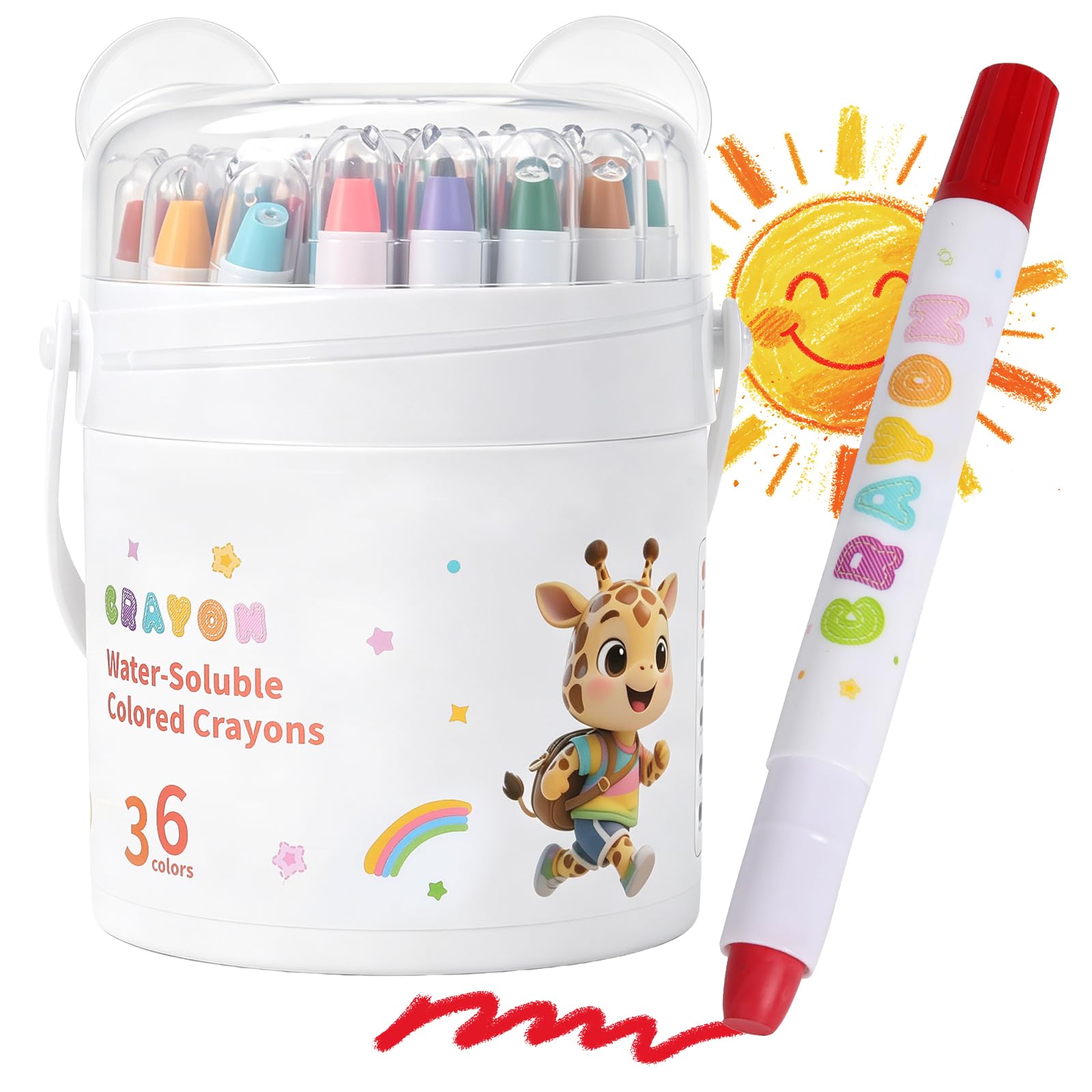 Reenwee 36 Colors Washable Crayons for Kids Twistable Design for Toddlers
