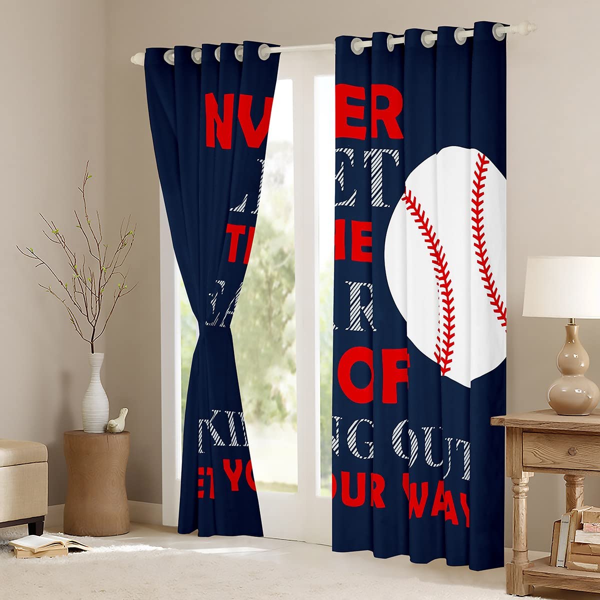 Tende oscuranti da baseball 30% -50% per giochi sportivi per camera da letto Baseball Gaming tende per finestre per bambini ragazzi regalo per amanti del baseball trattamenti per finestre W52* L90