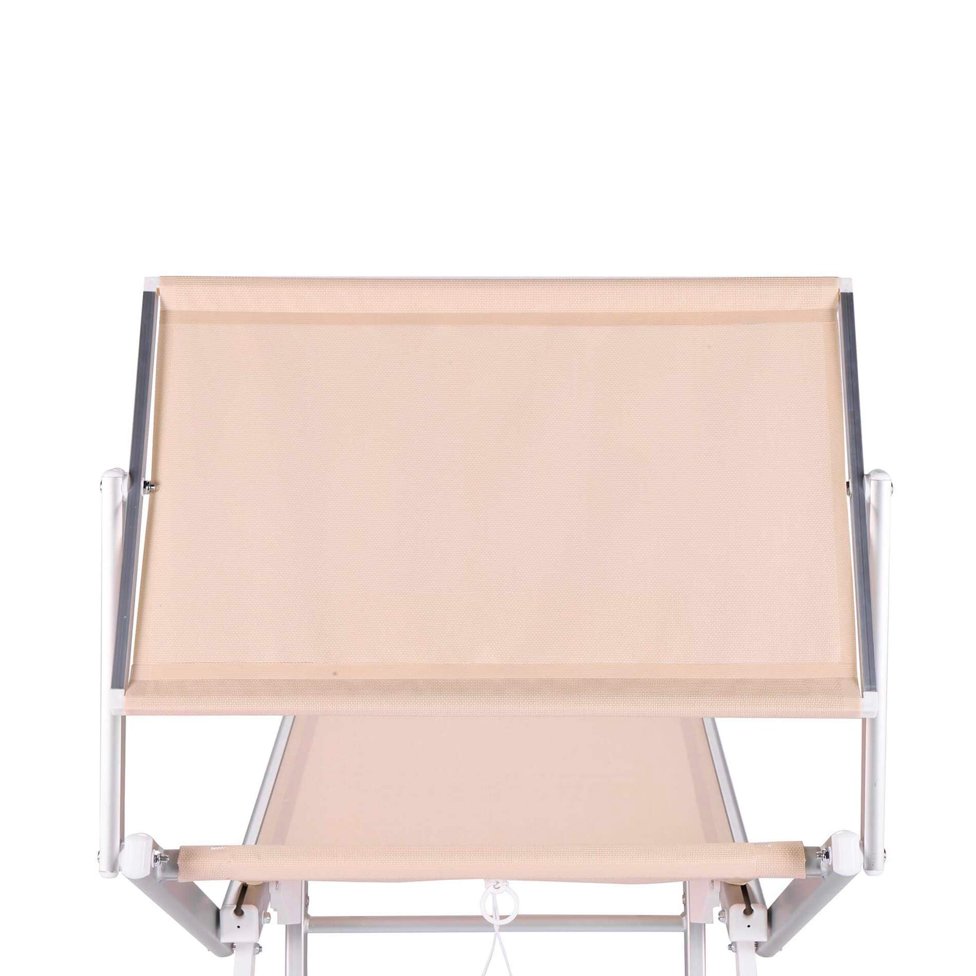 Rebecca Mobili Sonnenliege, klappbar, Beige, Aluminium, Polyester, für Garten, Strand, mit neigbarem Sonnendach – Maße HxBxT: 38 x 186 x 61 cm – Art. RE7154