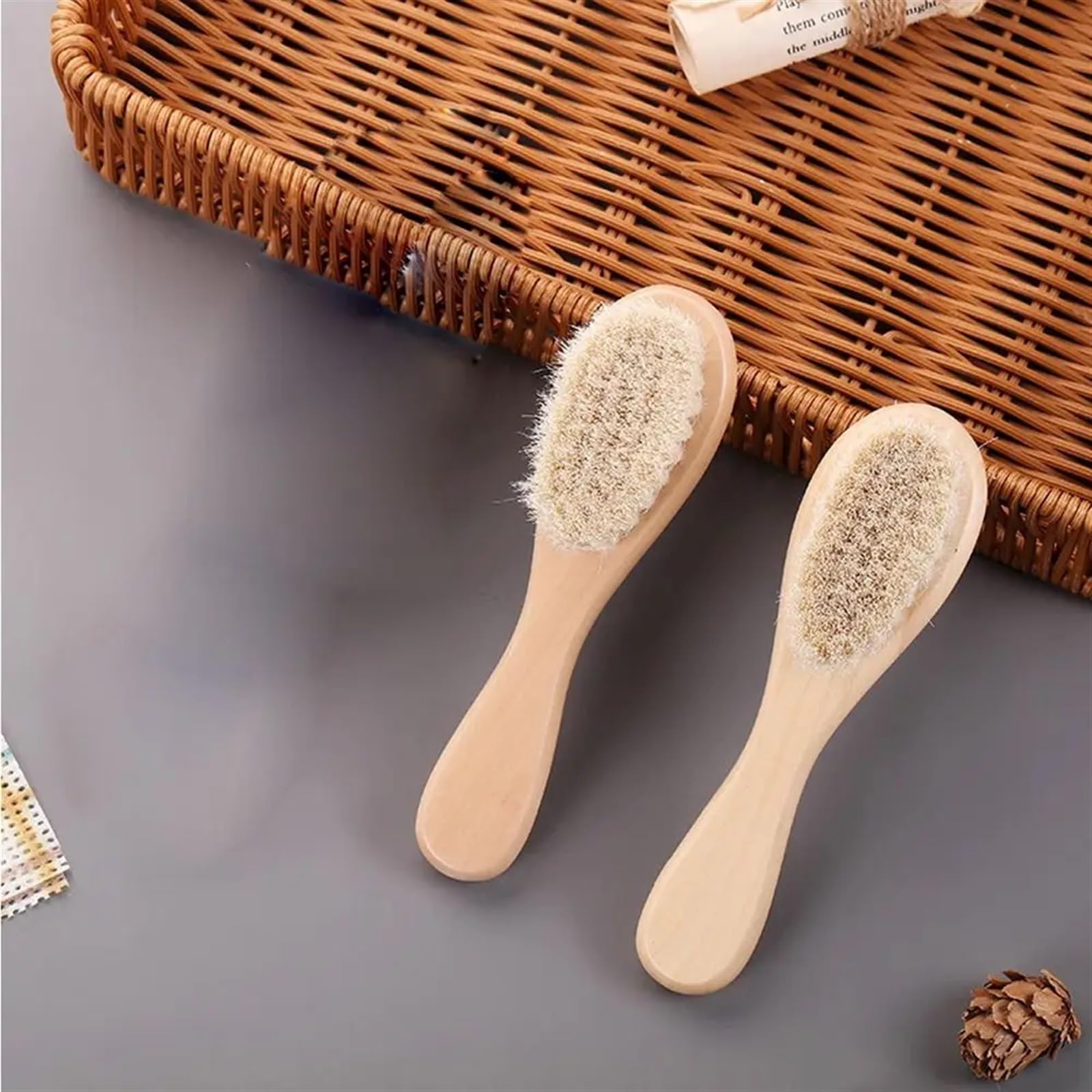 Baby Care czysta naturalna wełna dziecięca drewniana szczotka złamana miękka szczotka do czyszczenia włosów szczotka do masażu szczotka do kąpieli dla niemowląt