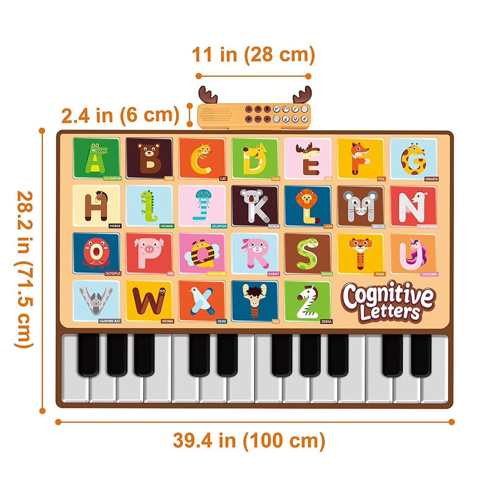 Colcolo Tapete de Piano de piso para niños pequeños, tapete de juego de baile musical con 26 alfabetos, regalo de cumpleaños, tapete Musical para niños y