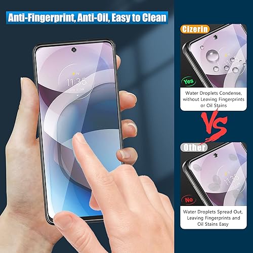 Miniatura 2 de Protector de pantalla de vidrio templado para Motorola Moto One 5G Ace – Paquete de 2 – Anti-huellas – A prueba de roturas – Protector de lente de