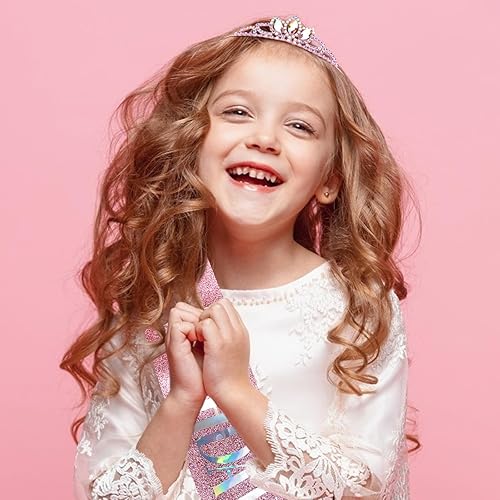 Miniatura 10 de COCIDE "BIRTHDAY GIRL Fajas y tiaras para niñas, coronas y tiaras de cumpleaños azules para mujeres, kit de accesorios de fiesta, tiara de feliz