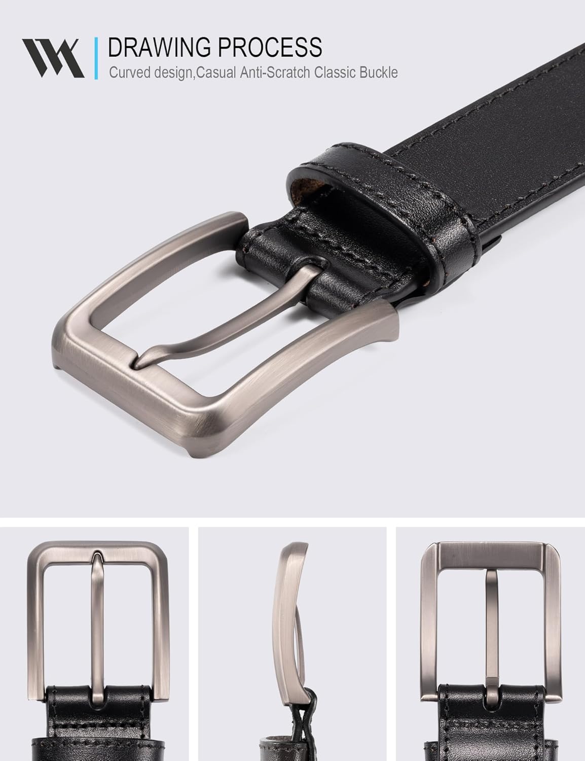 WOLFANT Men's 35mm Dress Casual Belt,100% Italian Full Grain Real Solid Leather - Image 2