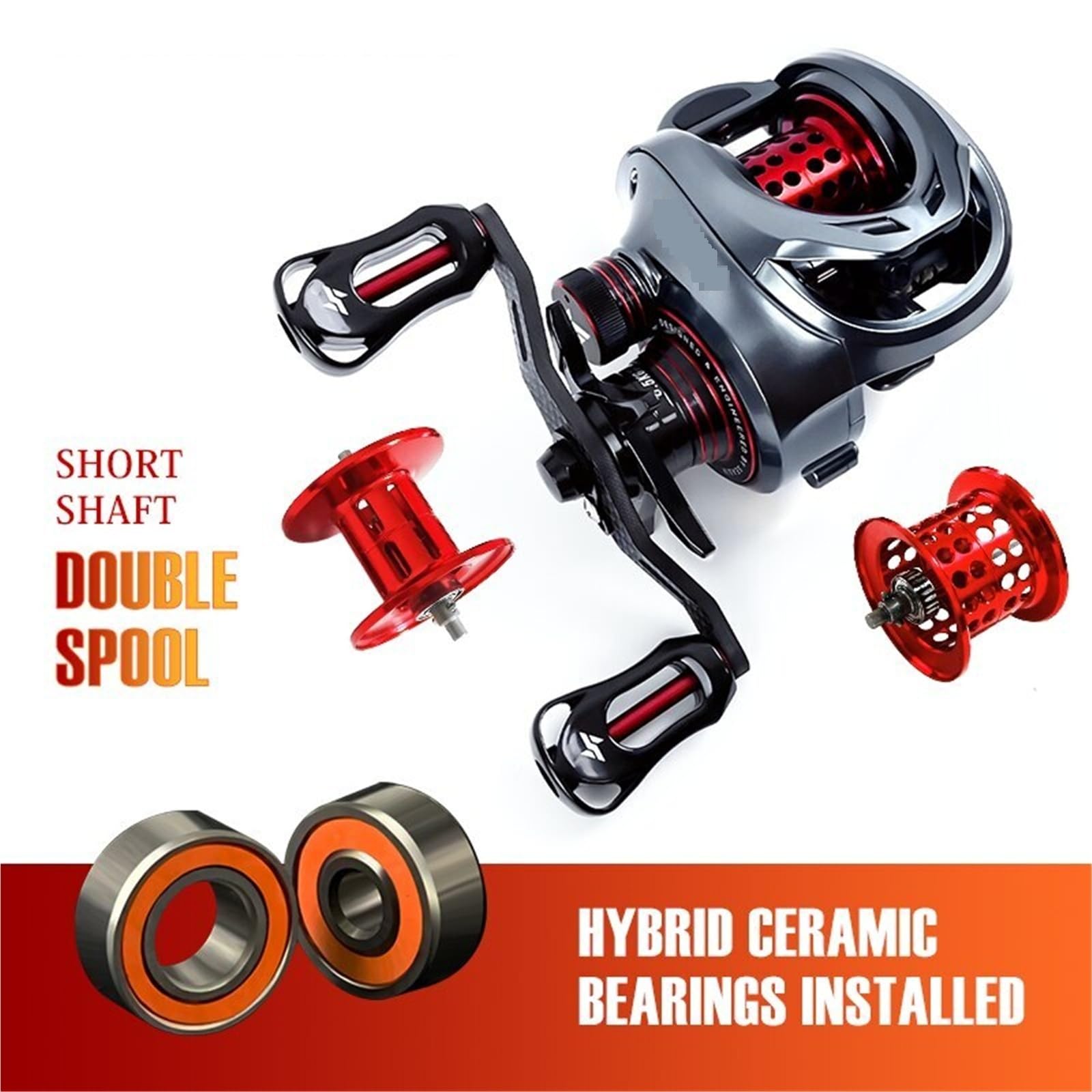 Carrete Baitcasting 146g Carbono Ultraligero 11+1BB 7.3:1 Rodamiento cerámico híbrido Carretes Dobles Uso en Agua de mar