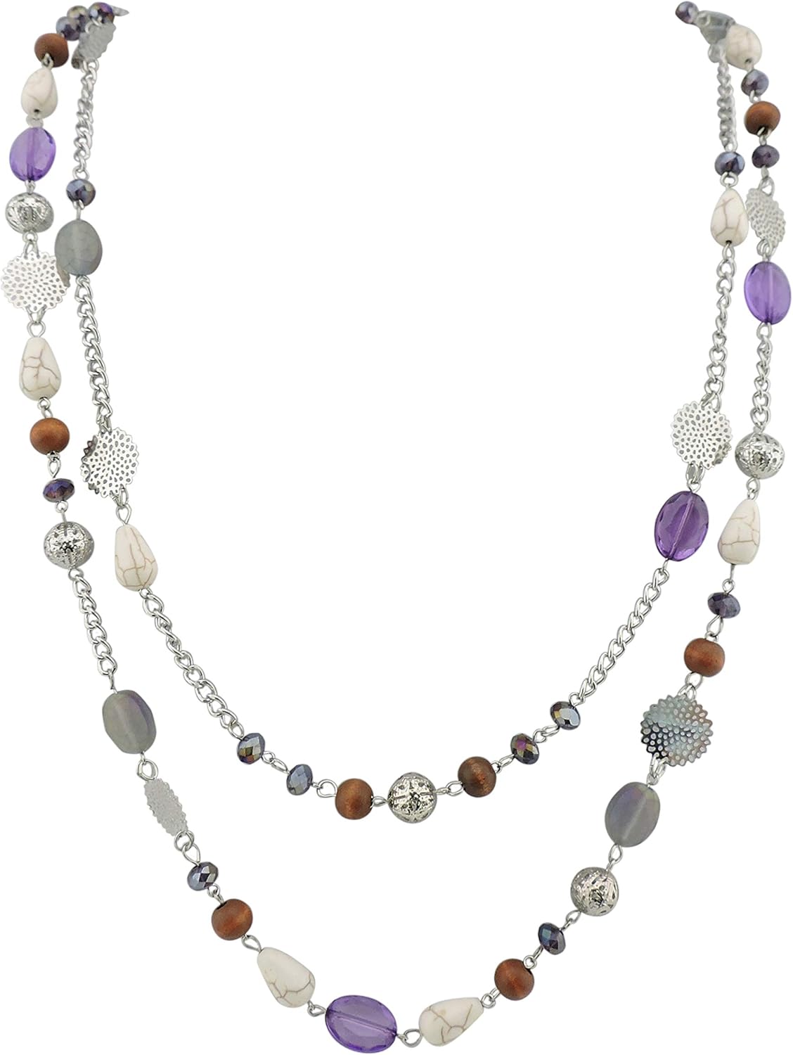 Bocar Long Necklaces for Women Trendy, Boho Layered Crystal Beaded Collar Necklaces for Women, Fashion Statement Necklaces Jewelry