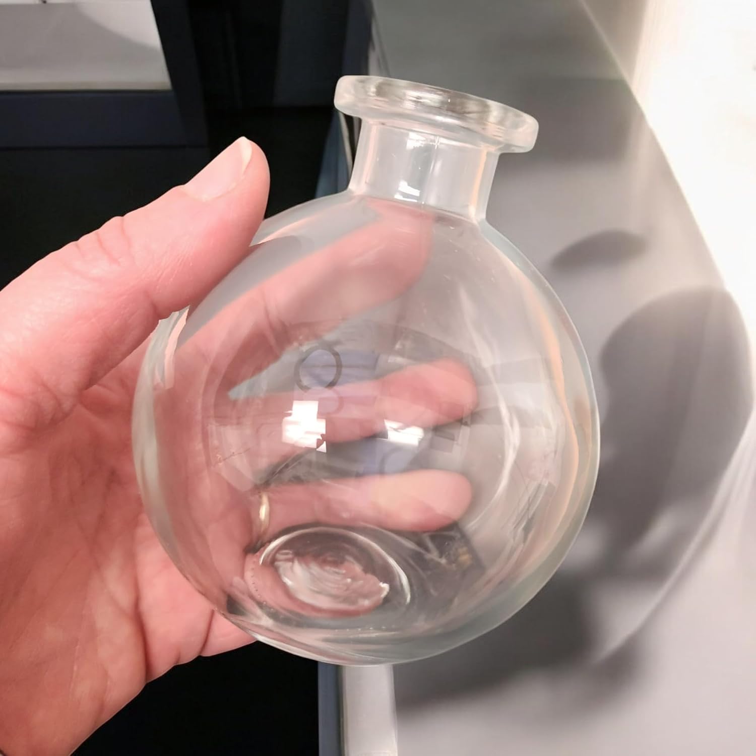 Nakpunar Spherical Glass Bottles with Cork Closure (1 pcs, 8.5 oz Clear w/Bird Stopper)