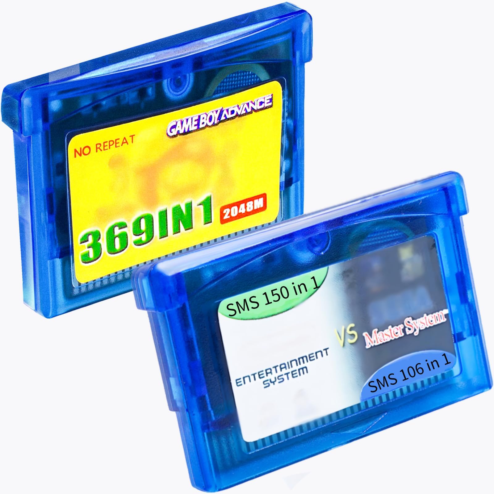 255 in 1 Games Card and NES150in1+SMSin01 game card for GBA/GBA SP/GBM/NDS/NDSL Game Console 2pcs, Blue