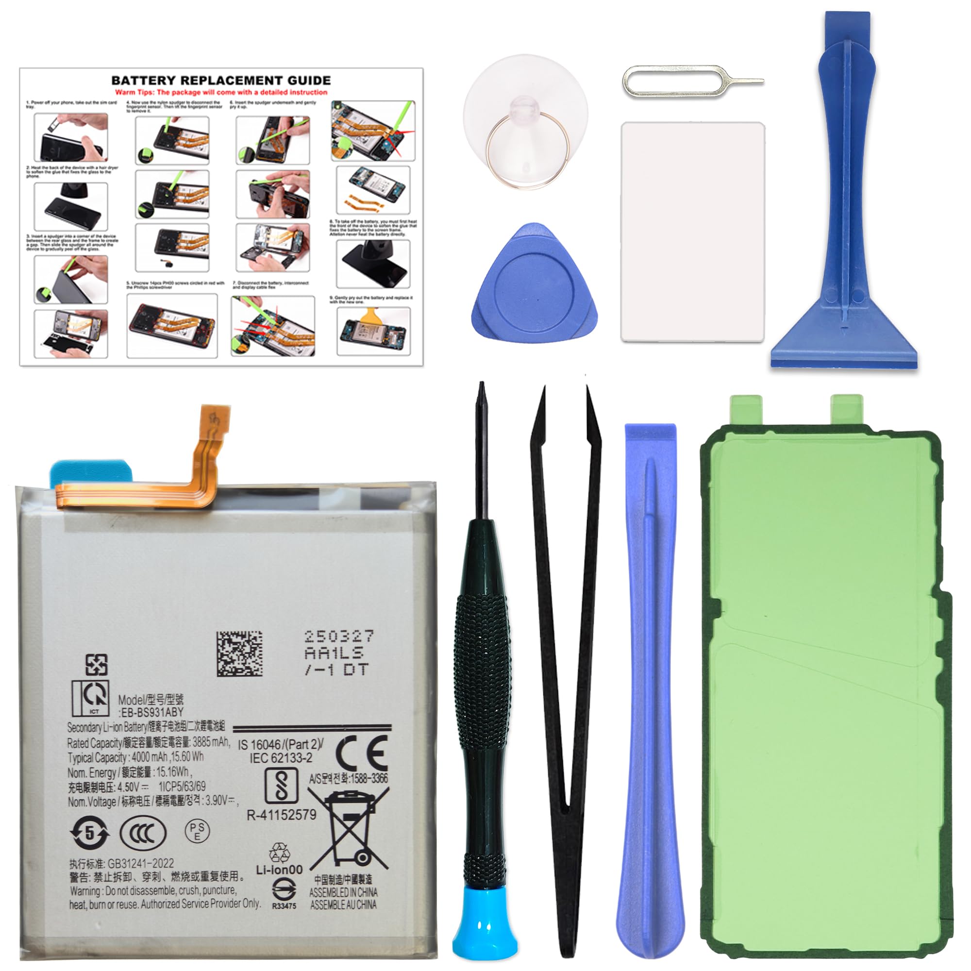 GREEN FUSION New Battery Replacement EB-BS931ABY Compatible with Galaxy S25 SM-S931B/U/U1/W/E, Includes Tools &amp; Instruction