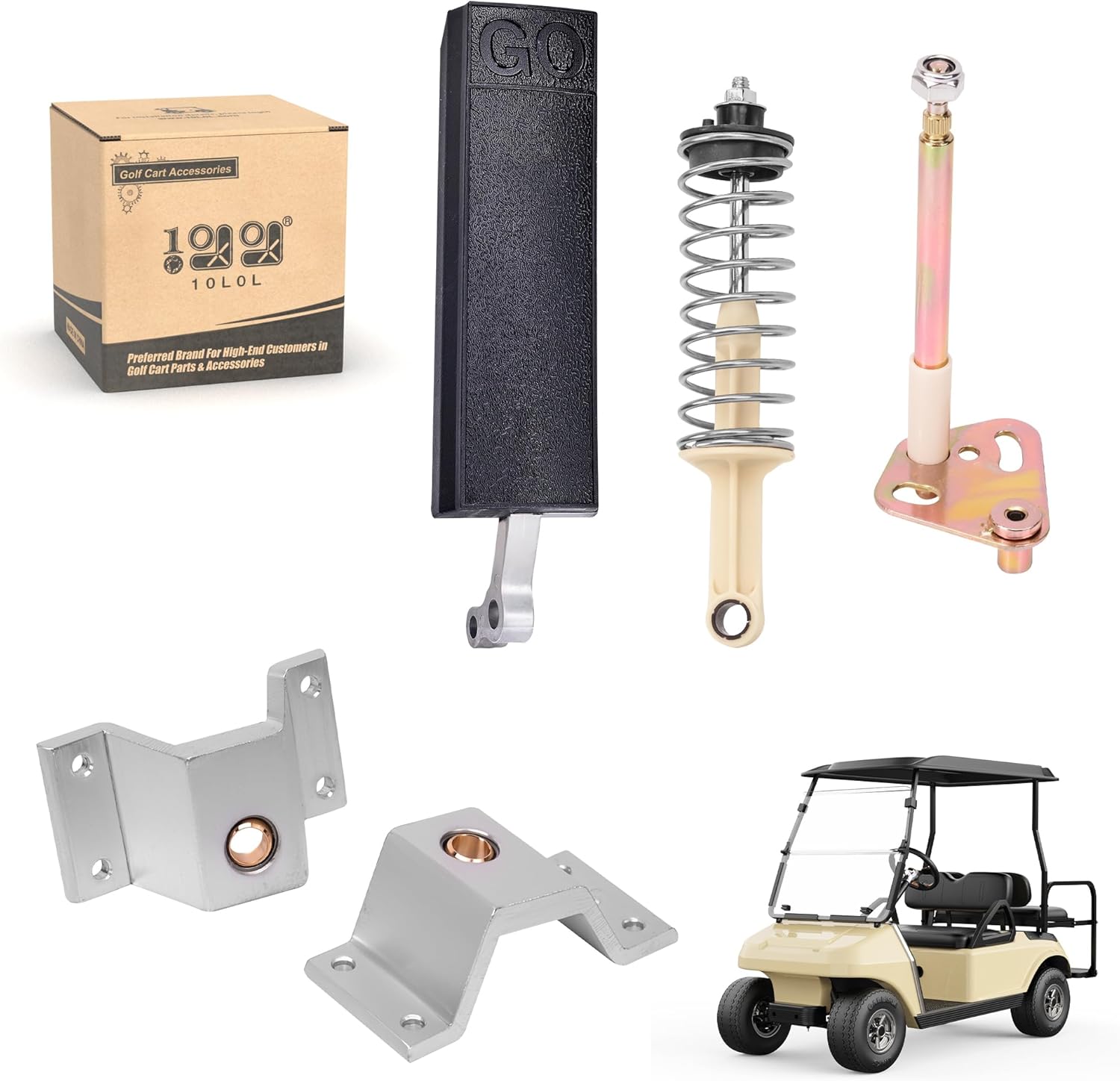 10L0L Golf Cart Accelerator Pedal Rebuild Kit for Club Car DS 1996-UP Electric & Gas, Accelerator Pedal Bracket Pivot Rod Assembly 1017696 103865101 1011694 102026001 101796201