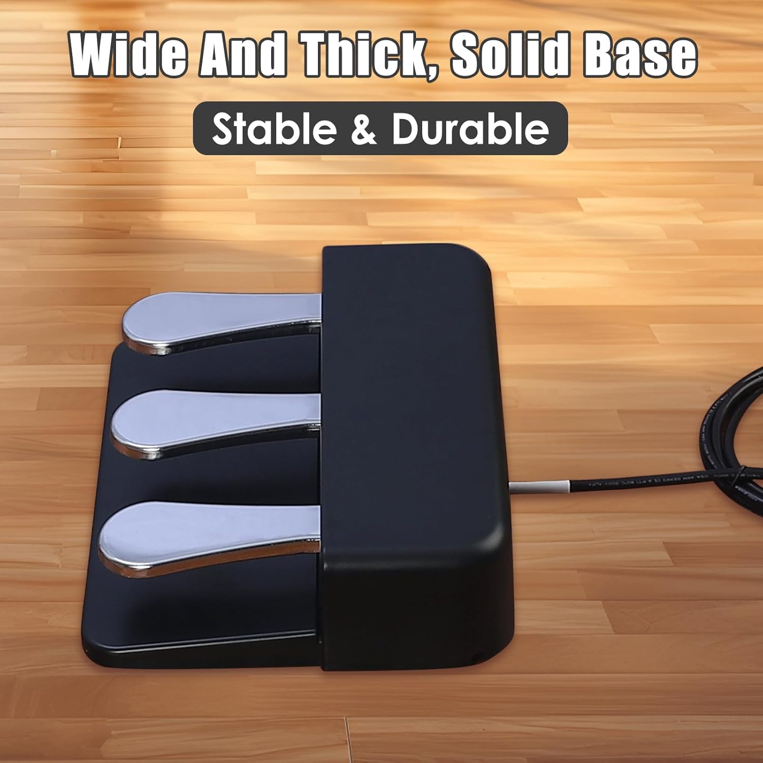 Portable 3-Pedal Board unit for Electric pianos keyboards, Soft & Sostenuto & Sustain pedal 3-Pedal Compatible With Yamaha P125 P121 P515 DGX670 Digital pianos keyboards (Black + Silver)
