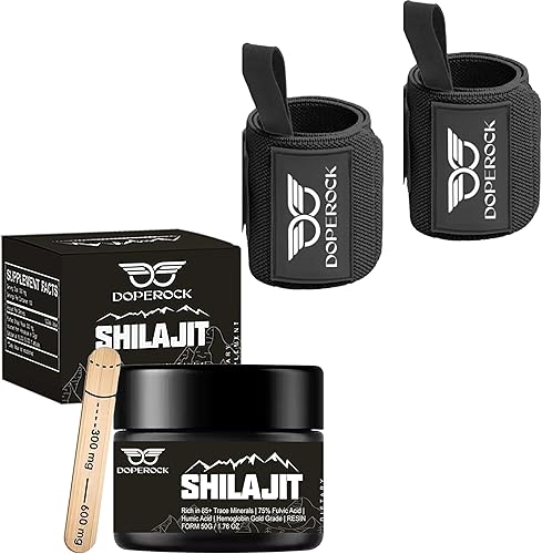 Aumenta tu energía, fuerza y resistencia con este potente paquete de resina Shilajit y muñequeras