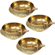 Design Brass Kuber Diya Set Diwali Diyas Pooja Indian Traditional Small Oil lamp Deepak 4 Pcs