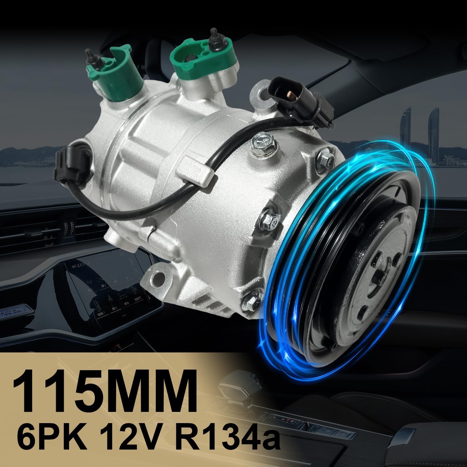 Air Conditioner AC Compressor Fits for Hyundai Elantra Coupe Elantra GT Elantra13-17, Kia Soul Forte Koup Forte5 Forte14-19, with A/C Clutch, Replaces 97701A5800 97701F2800