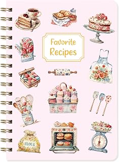 Ceiba Tree Blank Recipe Book: 6x8.6 Inch Hardcover, 140 Pages Pink Flower Baking Cover with Tag Stickers - Ideal Gift for Mom Wife