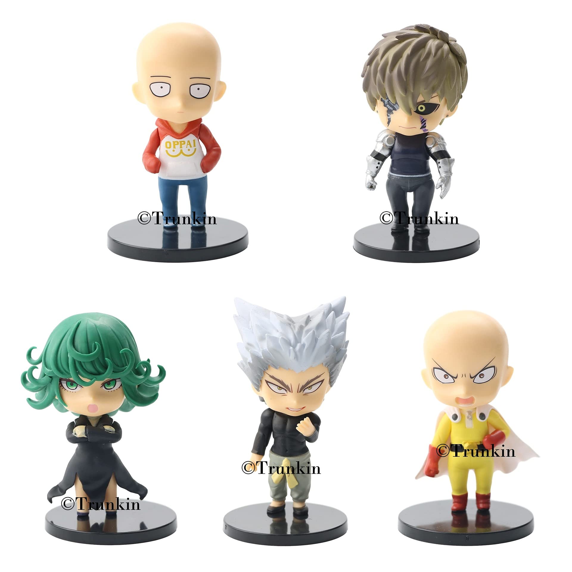 Trunkin | One Punch Man Chibi Figures (Set of 5) | Saitama Tatsukmaki Genos Garou Merchandise for Anime Lovers (Size - 10 cm)