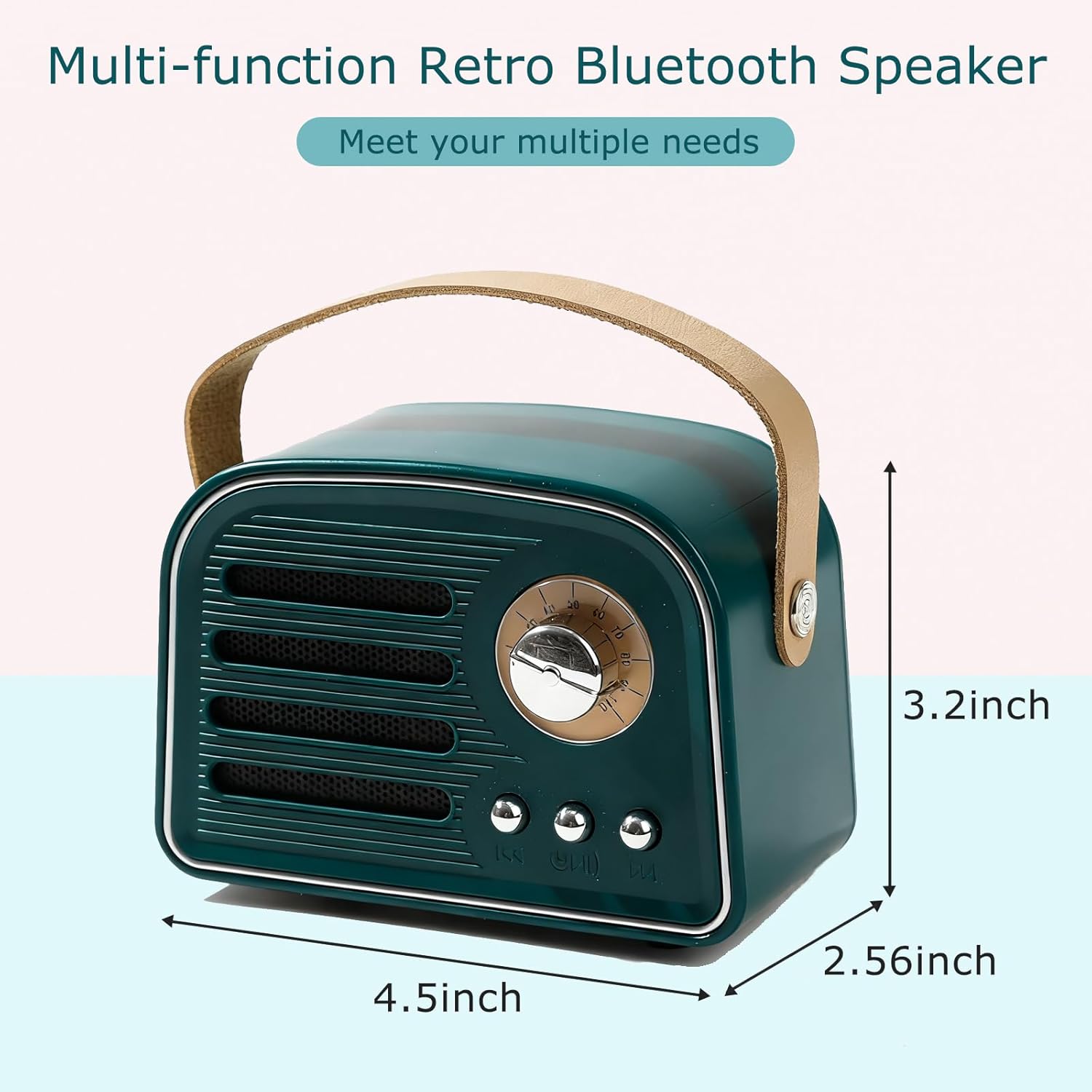 Mini Retro Speaker- Portable Bluetooth Speakers with Vintage Design, Wireless Retro Speaker for Home Decor, Bedroom, Kitchen, Office, Party & Outdoor Travel | Cute Old Fashion Style(Green) - Image 7