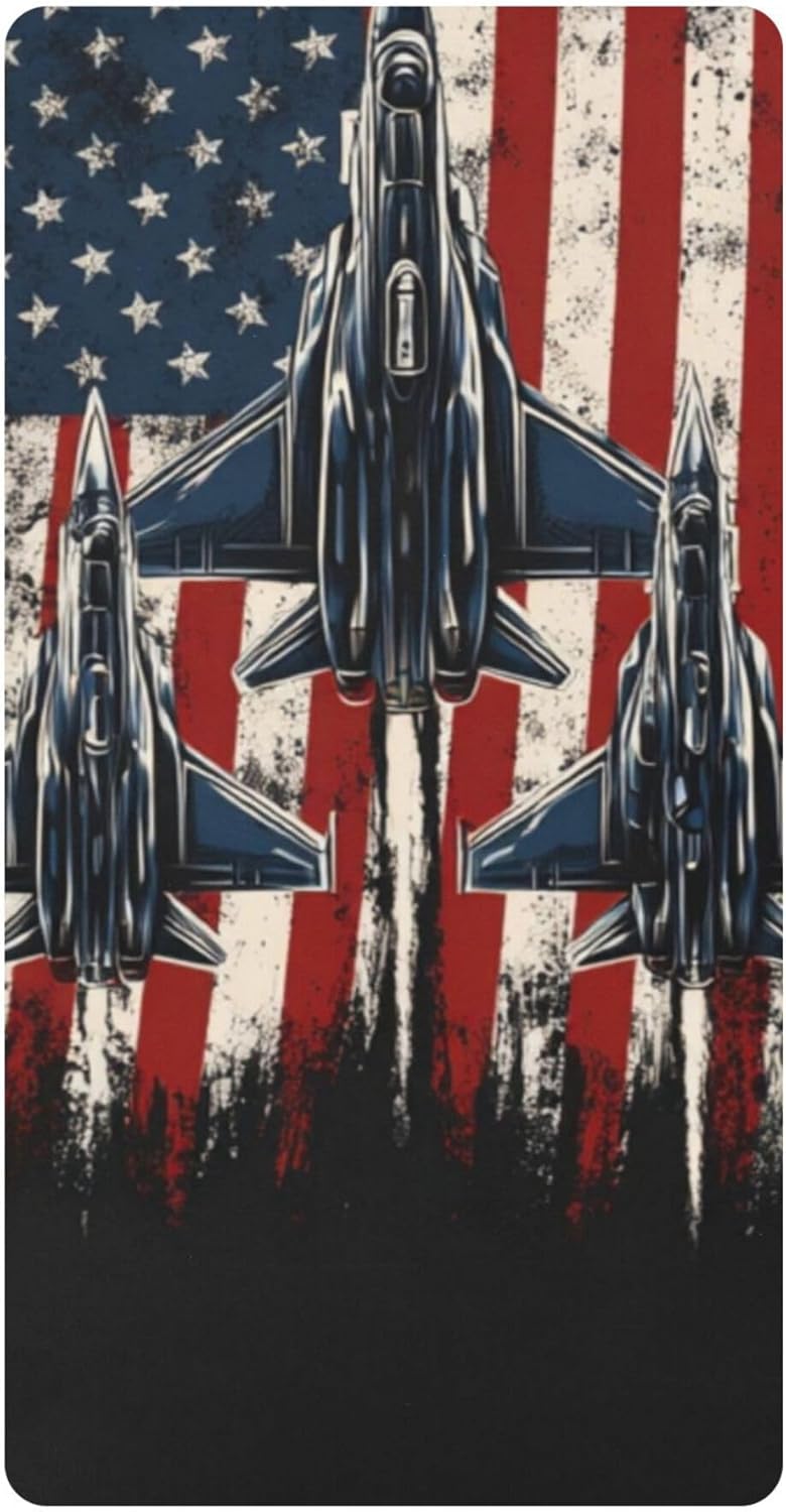 American Flags Fighter Jets Crib Sheets Soft Breathable Fitted Cotton Baby Crib Sheets Mattress Cover for Girl Boy, 52" x 28" x 9"