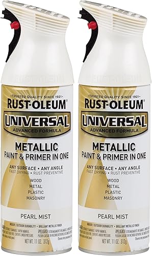 Rust-Oleum 261411 Pintura en aerosol metálica universal para todas las superficies, 11 onzas, niebla perla (paquete de 2) Peltre antiguo,Negro