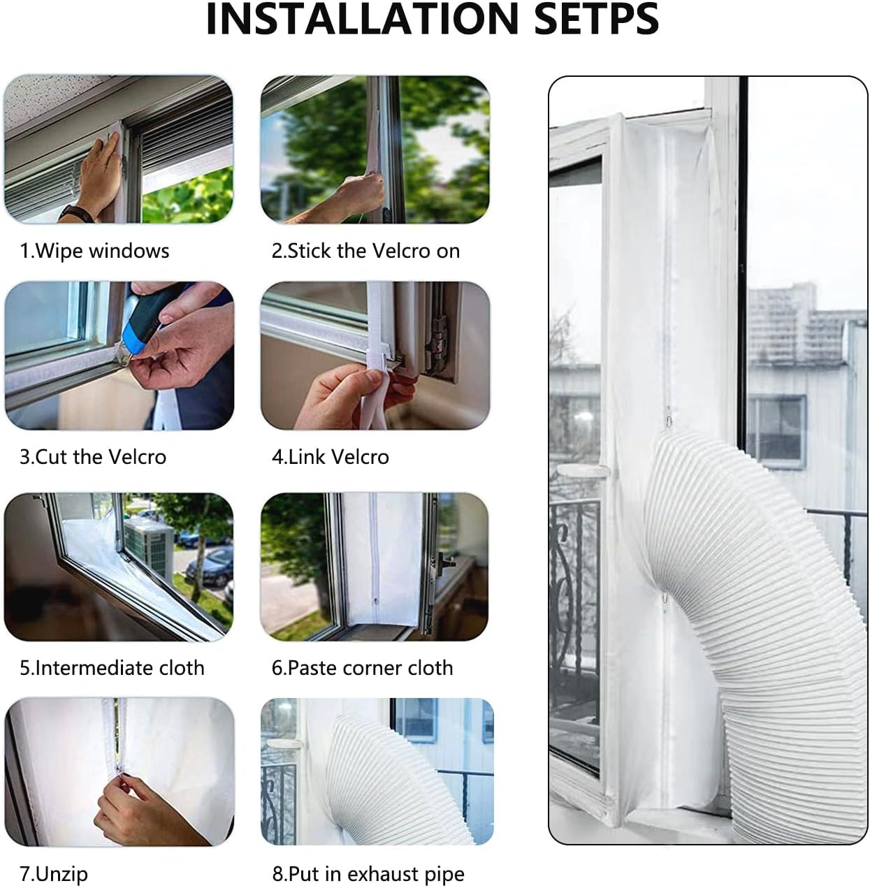Aozzy 158inch Dual Hose Inverter Portable Air Conditioner Casement Window Seal Kit Fit for Midea Duo/Whynter/Danby Etc 14000 BTU Portable AC Window Vent Kit