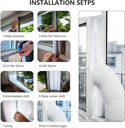 Miniatura 5 de gulrear Kit de sellado de ventana de aire acondicionado portátil compatible con Midea Duo Etc Inverter Ac 14000 BTU manguera en manguera portátil AC