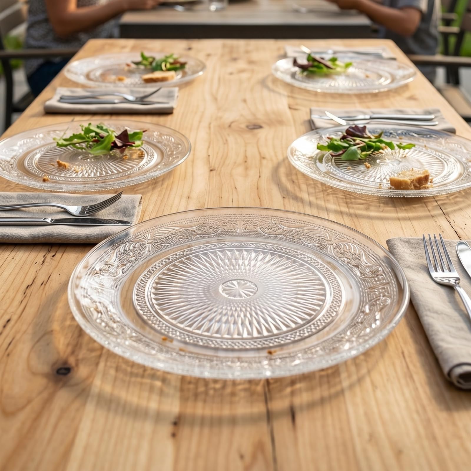 Art Deco Vintage Crystal Clear Plates | Set of 6 Plate | Unique Crystal 10.5" Dinner Plates - Dessert, Server, or Appetizer Plate, Snack, Fruit, Side Serveware | Art Deco, Hand Wash, Housewarming Gift — Amazon image 6