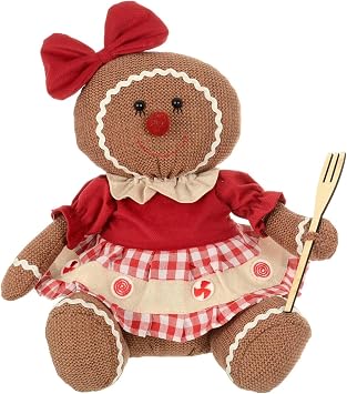 Mr Crimbo Gingerbread Figure Fabric Christmas Decoration Sitting 33cm - Fork