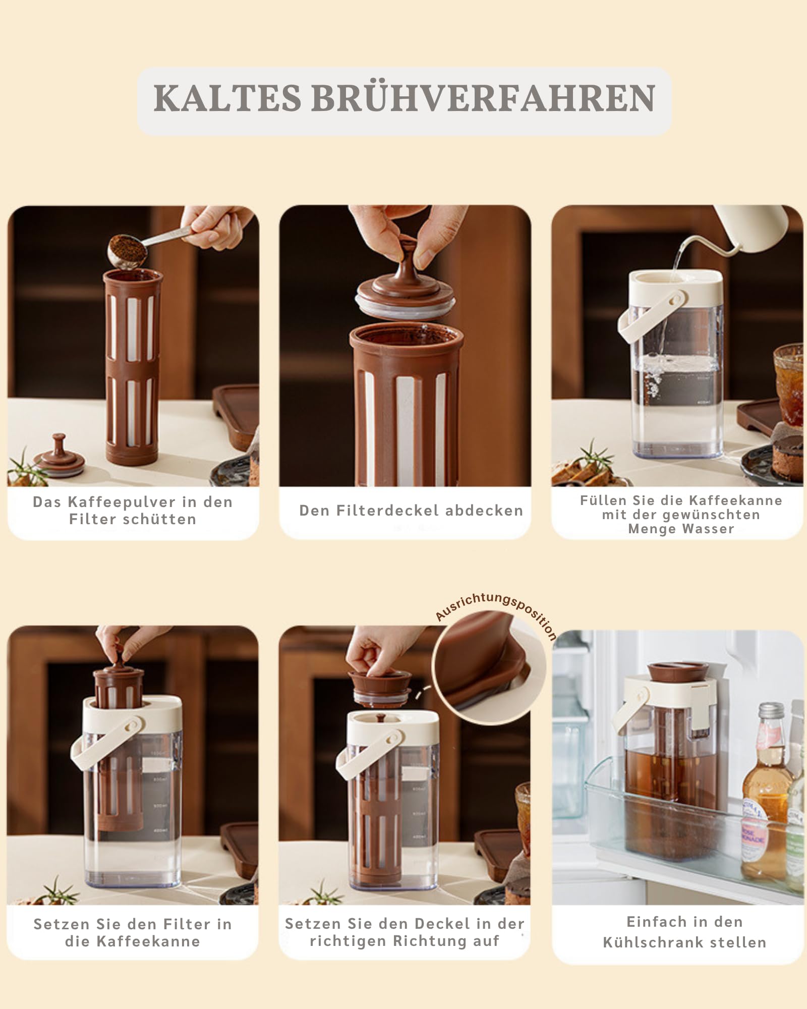 JanYoo Cold Brew Kaffeebereiter 1000ml, Cold Brew Coffee Maker mit Feinstfilter, Kaltgebrüh-Kaffeemaschine Tragbar für Eiskaffee, Eistee, Saft