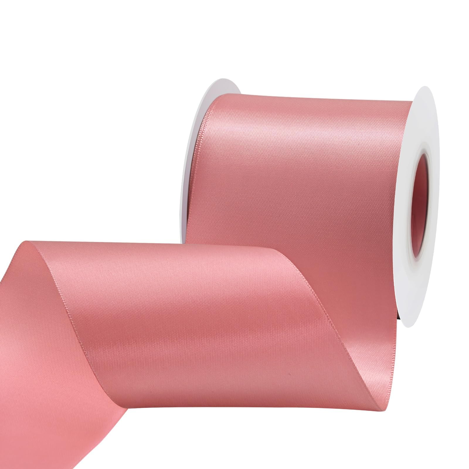 Dusty Pink Satin Ribbon 3 inch X 15 Yards Polyester Ribbon for Gift Wrapping Very Suitable for Weddings Party Hair Bow Invitation Decorations and More