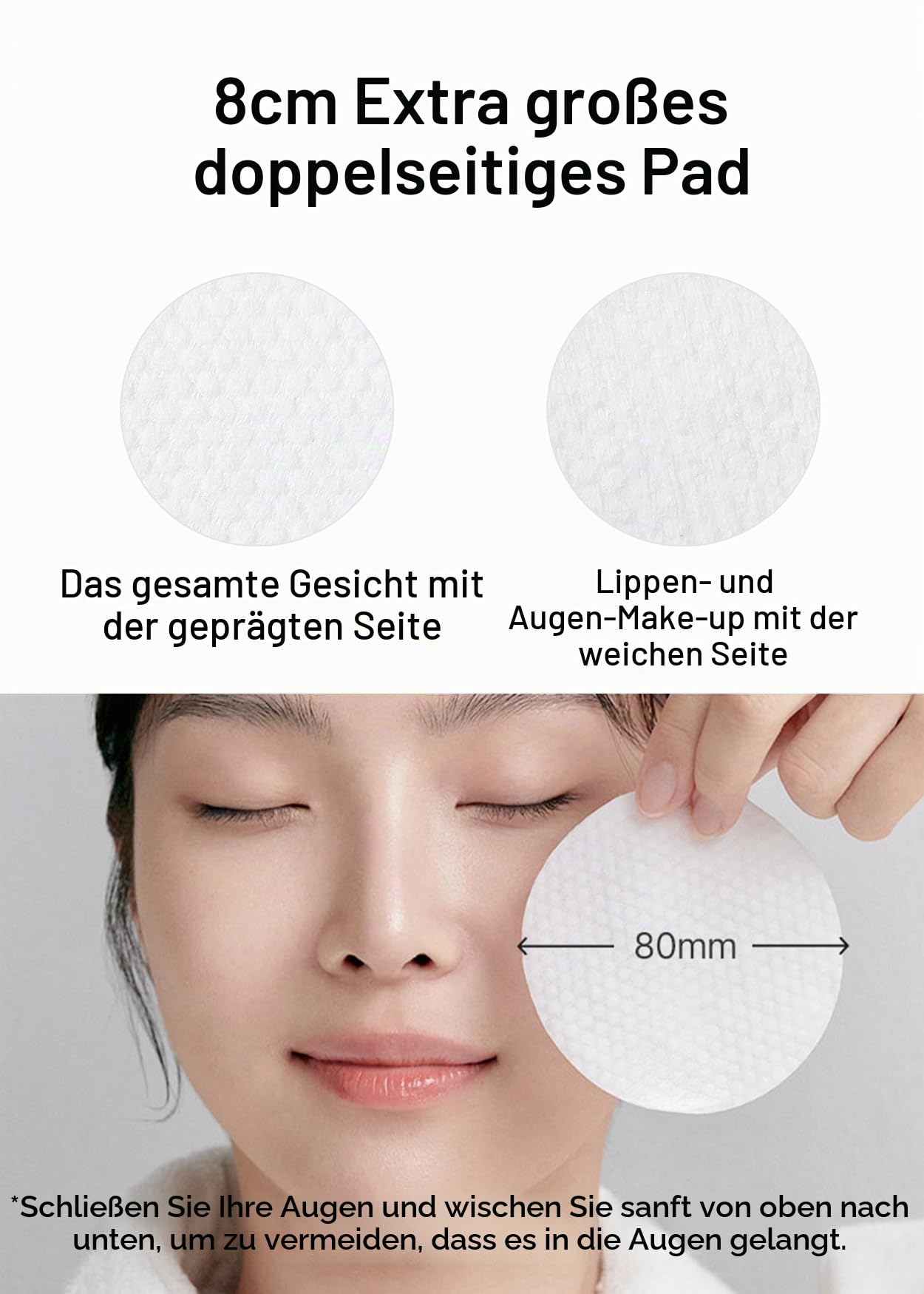 celimax Milde Reinigungspads Für Die Einfache Make-Up-Entfernung In Einem Schritt, Reinigungspads Mit Wasser, Große Größe, Gesichtsreiniger (60 Pads)