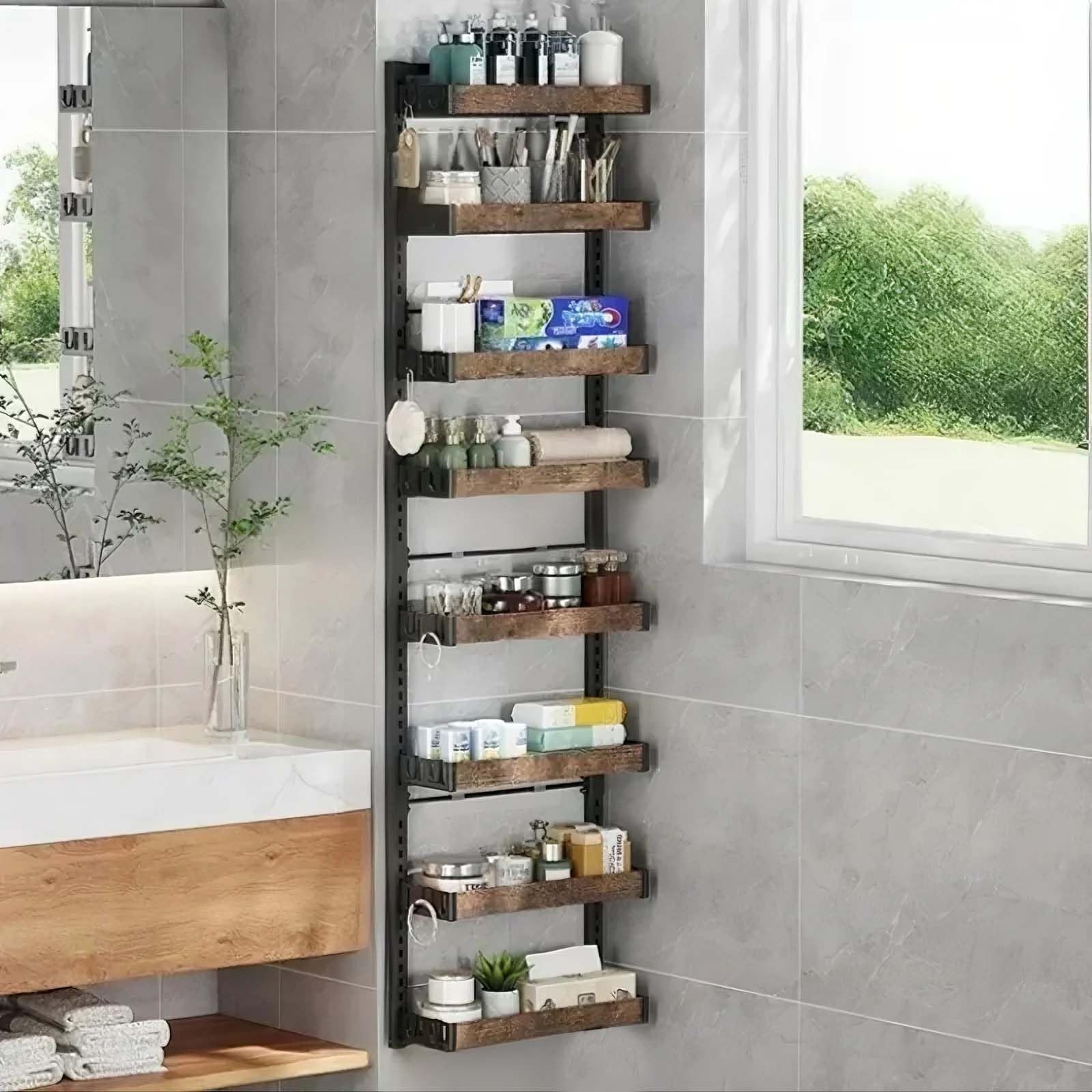 Garvee Estante Organizador metálico 8 Niveles para Puerta – Cestas Ajustables y Colgantes, Altura Regulable, sin Taladro – Ideal para Cocina, despensa, Armario y baño – Instalación fácil – Color