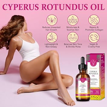 Cyperus Rotundus Oil, 2026 New Natural Cyperus Rotundus Oil for Hair Removal, Reduces Unwanted Hair Growth, Moisturizes & Soothes Skin, Shrink Pores, Reducing Body Hair Growth