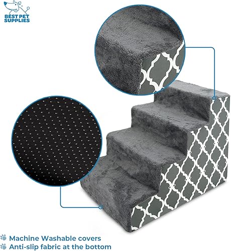 Miniatura 3 de Best Pet Supplies Funda de espuma para peldaños de mascotas para perros y gatos pequeños, escaleras de rampa portátiles para sofá, sofá y cama alta