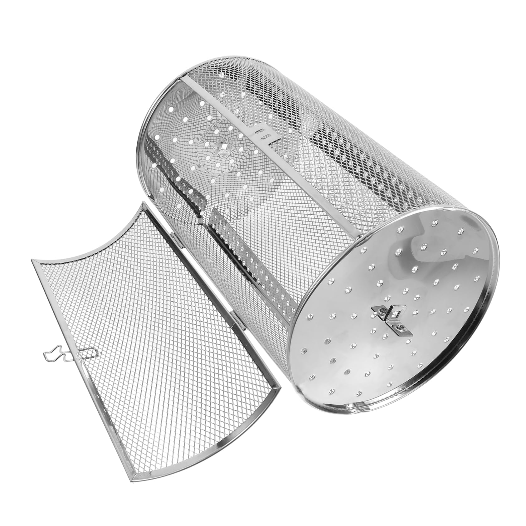 BESTonZON Cesta Giratoria De Acero Inoxidable Para Horno y Barbacoa Jaula Asadora De Para Frutos Secos Carne y Verduras Accesorio Para Freidora De Aire y Asador Rotatorio De Cocina