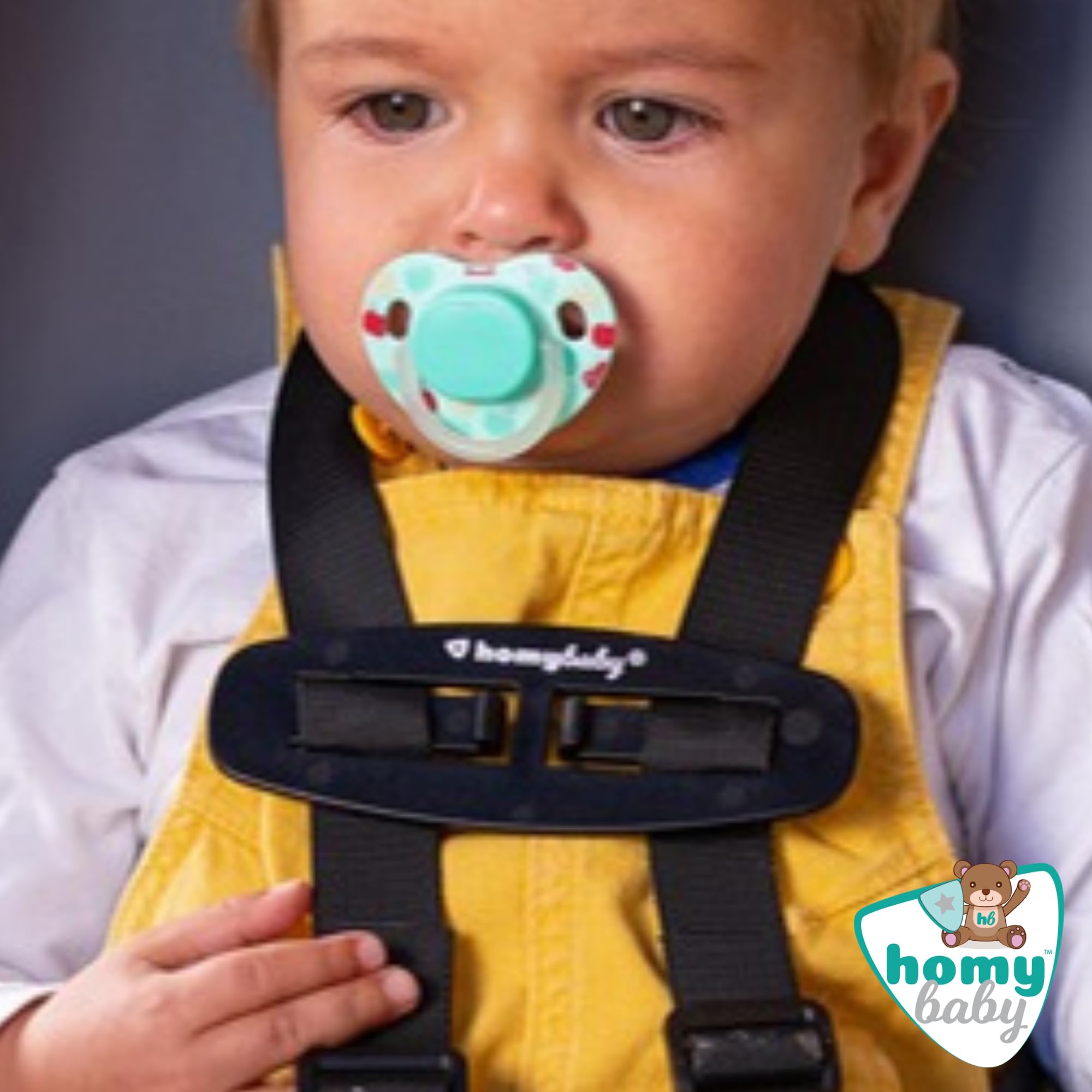 HOMYBABY® Fibbia di Sicurezza per Bambini – Clip Antisfuggimento per Imbracatura – Ferma Bretelle per Seggiolone e Passeggino – Impedisce al Bambino di Sfilarsi