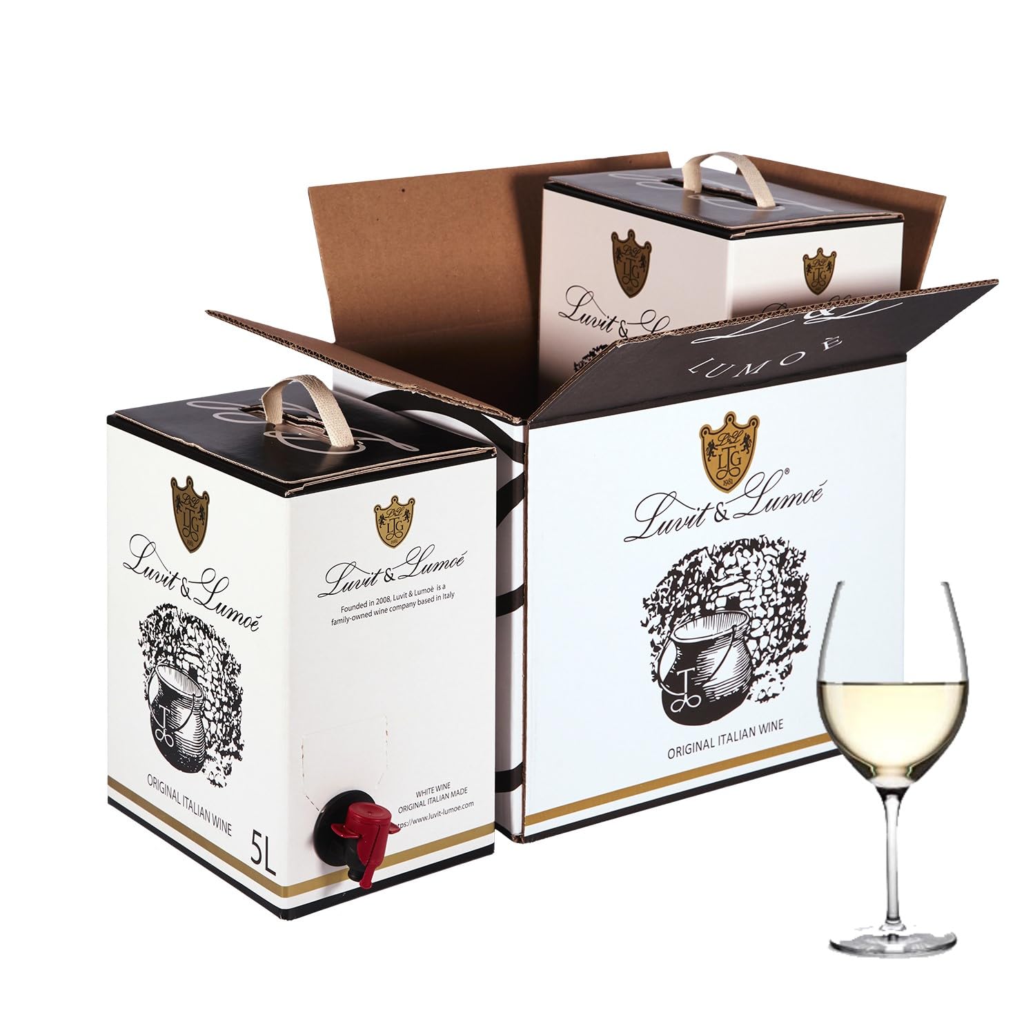 Luvit & Lumoè | Chardonnay IGT TreVenezie | Italienischer Weißwein | Bag in Box | 2 X 5 Liter = 13 Flaschen