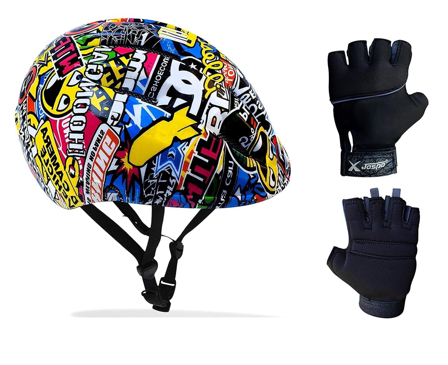 Jaspo Outdoor Sport Bicycle Breathable (Air Vented) Cycling Helmet for Boys & Girls (Large, Graffiti with Gloves) (B08ZDCHMYH) Amazon Price History, Amazon Price Tracker
